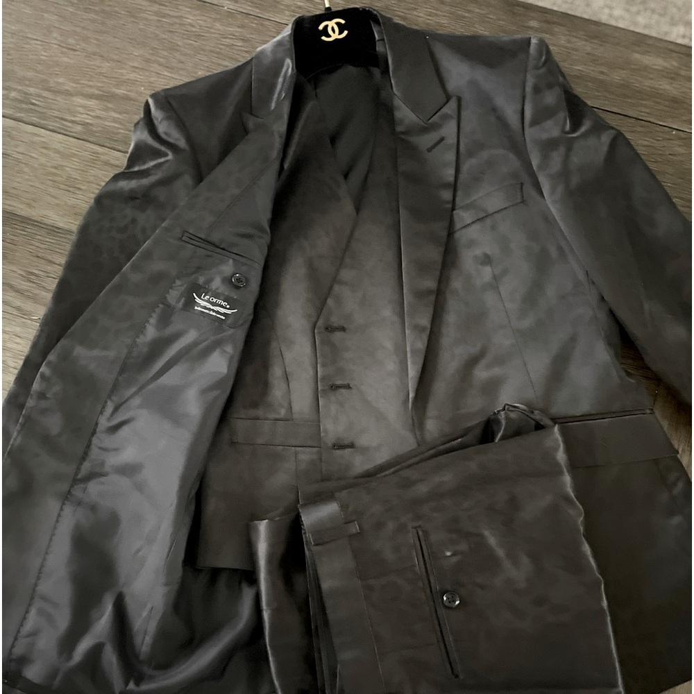 100% Silk Bespoke Men’s Tuxedo Suit Cheetah Print